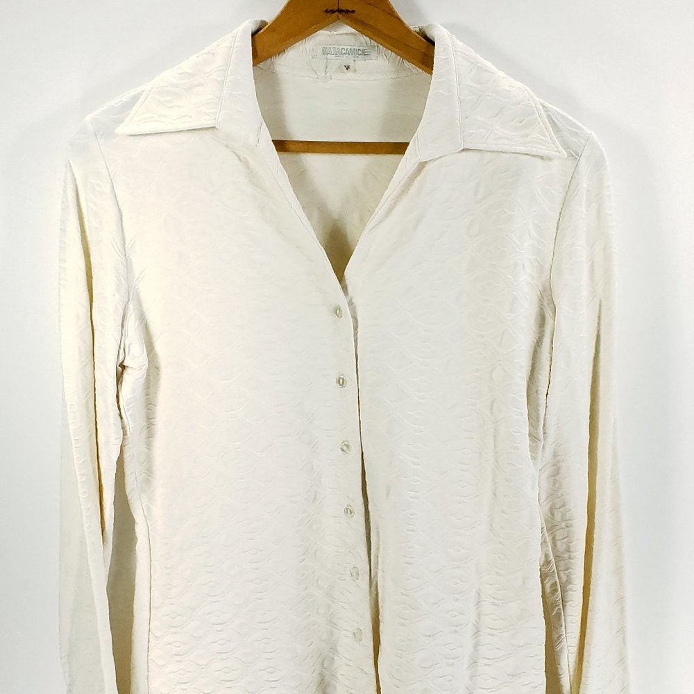 Naracamicie Top Women's 12 Cream Long Sleeve Button Front Italy